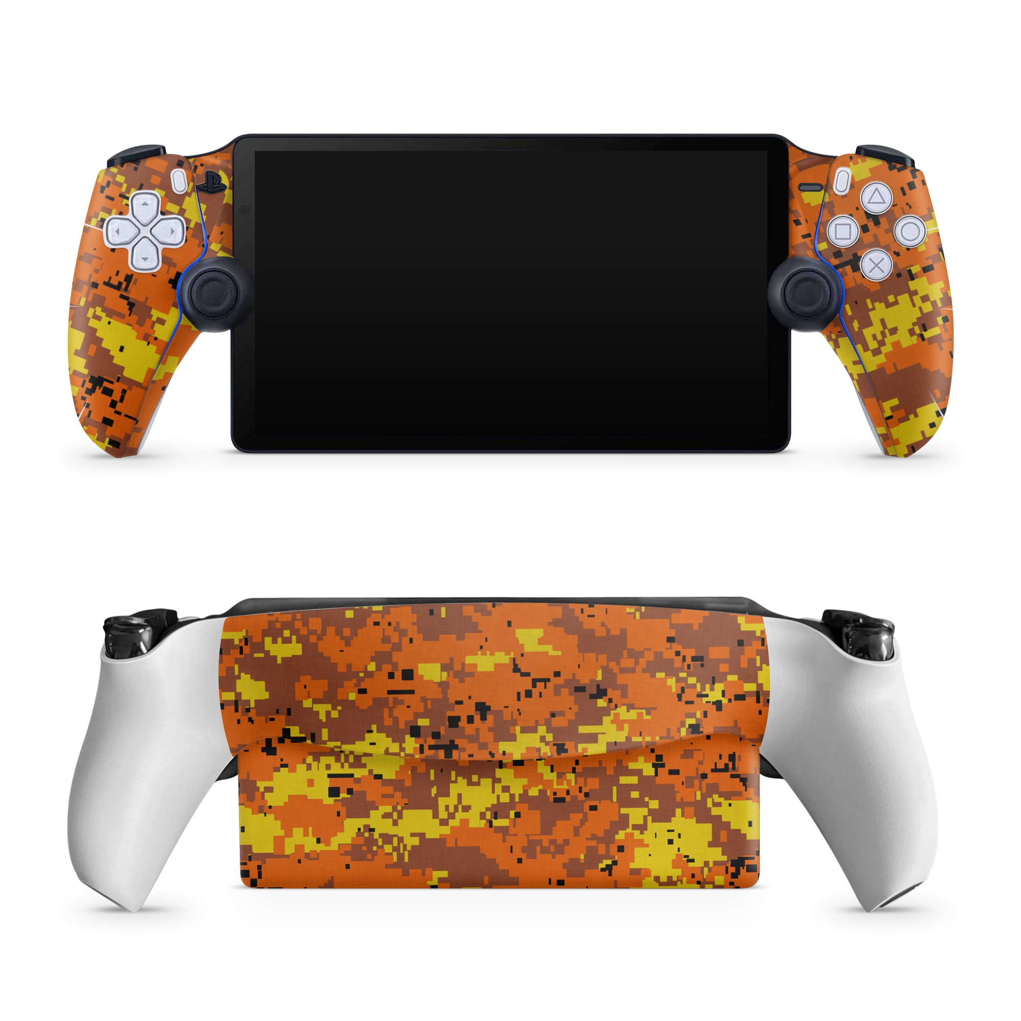 PlayStation Portal Skin design of Orange, Yellow, Leaf, Tree, Pattern, Autumn, Plant, Deciduous, with red, green, black colors