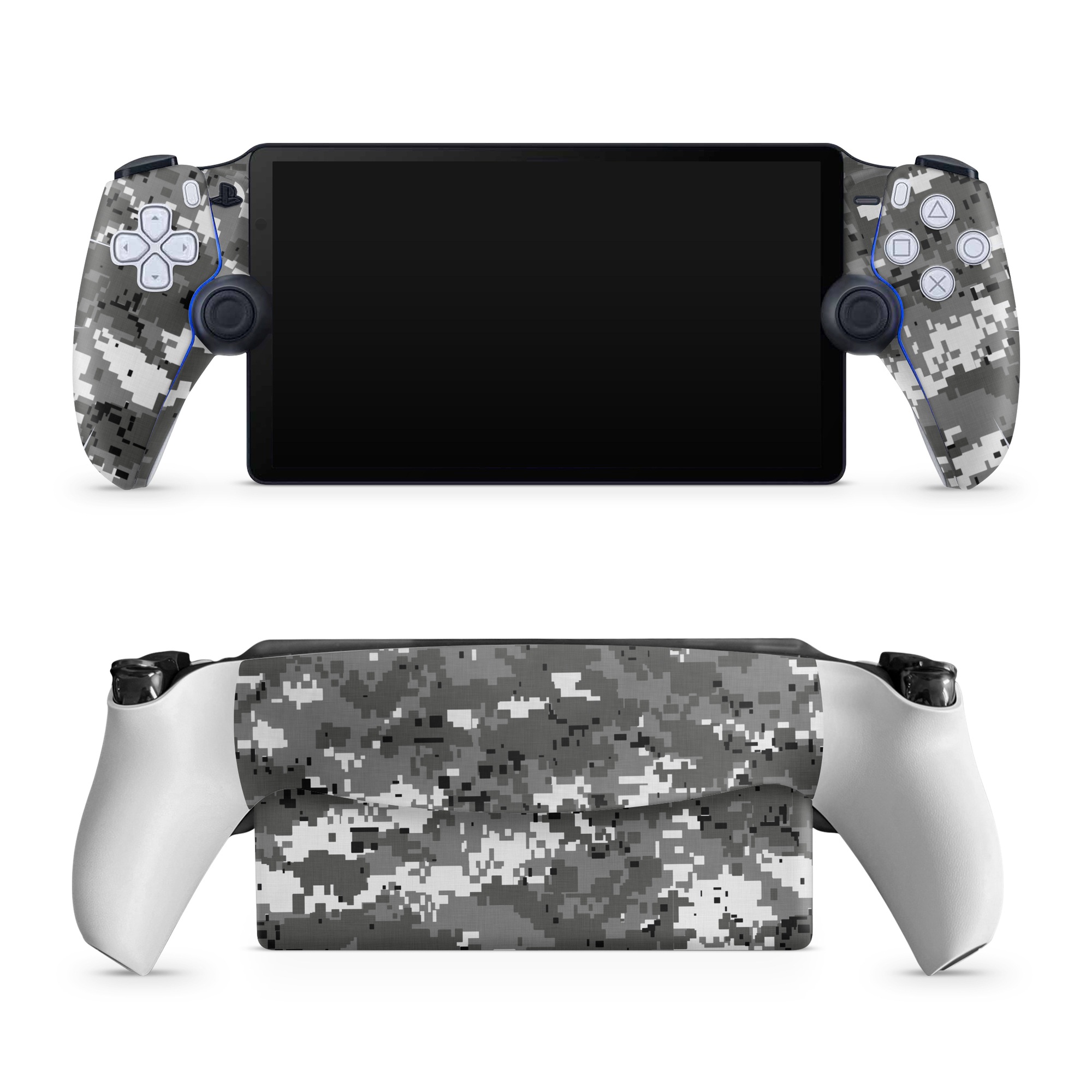 PlayStation Portal Skin design of Military camouflage, Pattern, Camouflage, Design, Uniform, Metal, Black-and-white, with black, gray colors