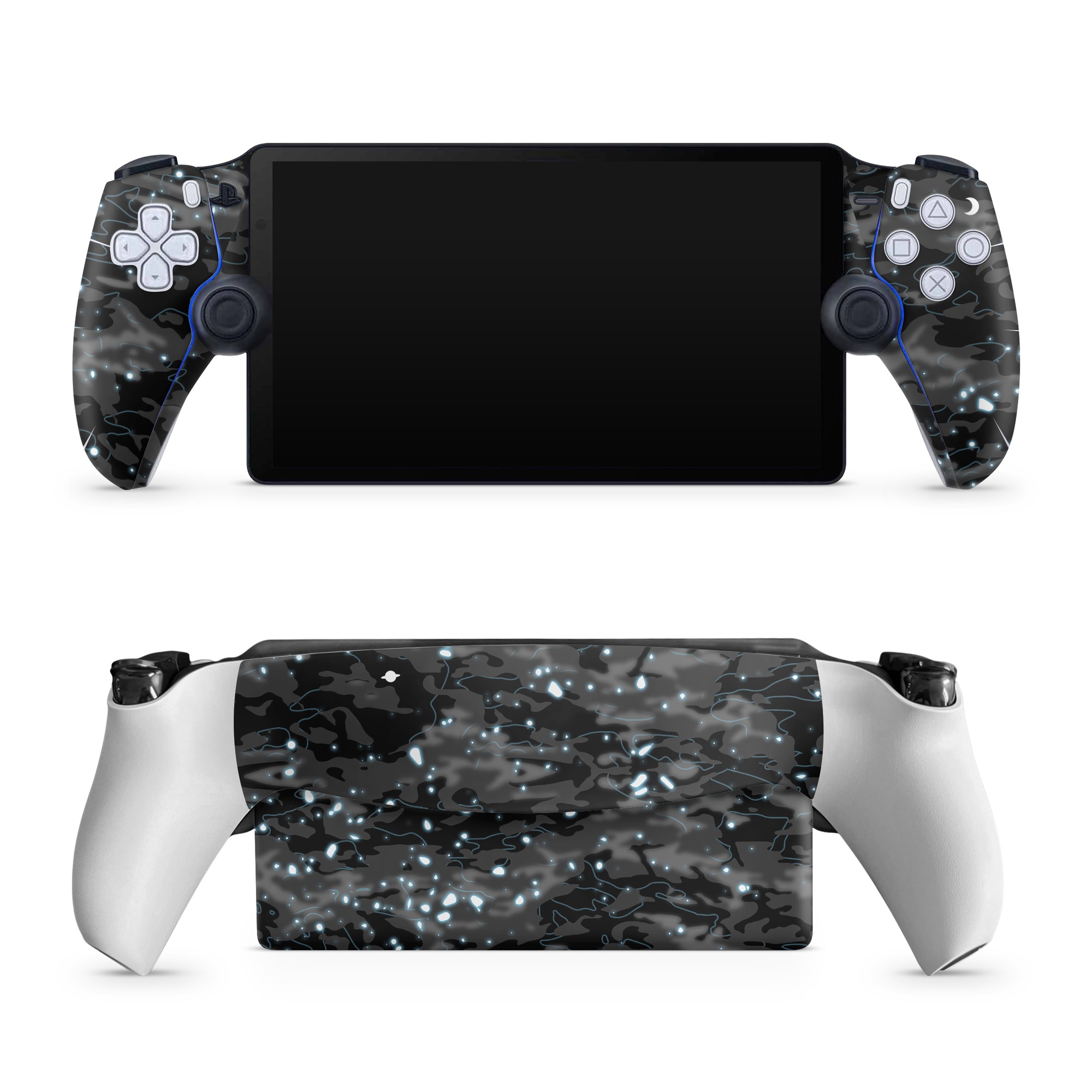 PlayStation Portal Skin design of Black, Water, Space, Black-and-white, Granite, with blue, white, gray, blue colors