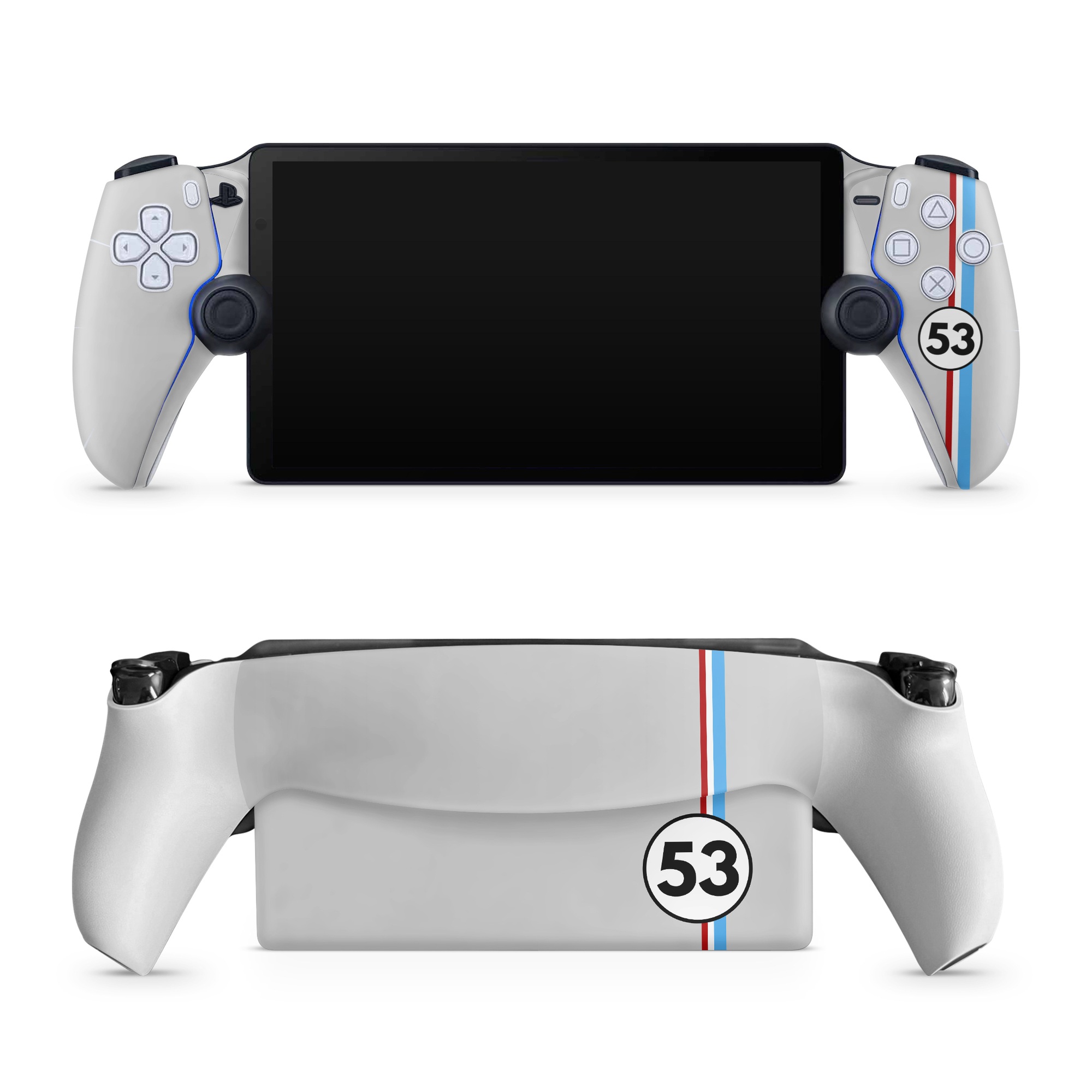 PlayStation Portal Skin design of Line, Sign, Games, with gray, blue, red, white, black colors