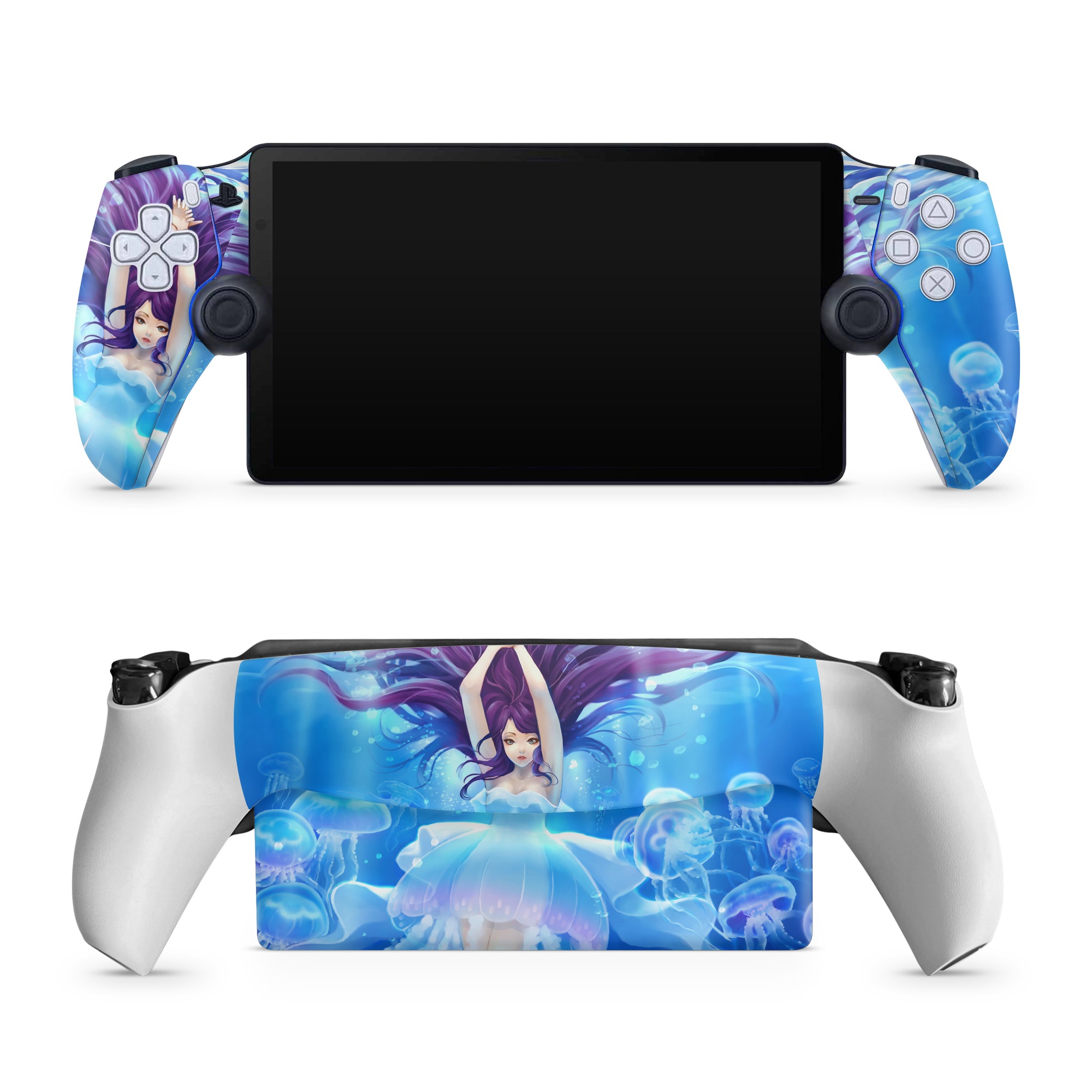 PlayStation Portal Skin design of Jellyfish, Cnidaria, Organism, Marine biology, Marine invertebrates, Water, Bioluminescence, Illustration, Electric blue, Fictional character, with blue, purple, gray colors