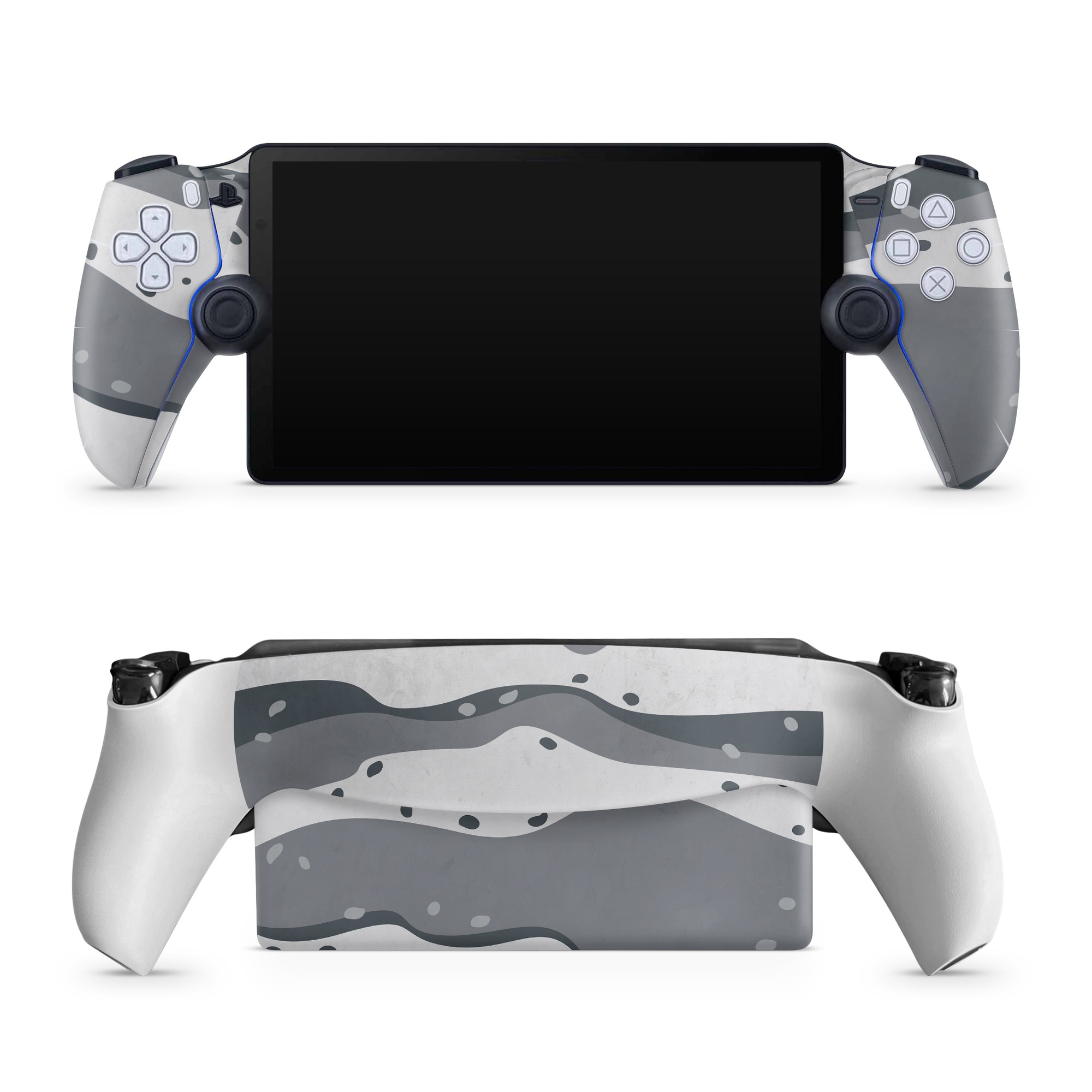 PlayStation Portal Skin design of White, Pattern, Water, Design, Illustration, Black-and-white, Metal, Drawing, Style, with black, white, gray colors