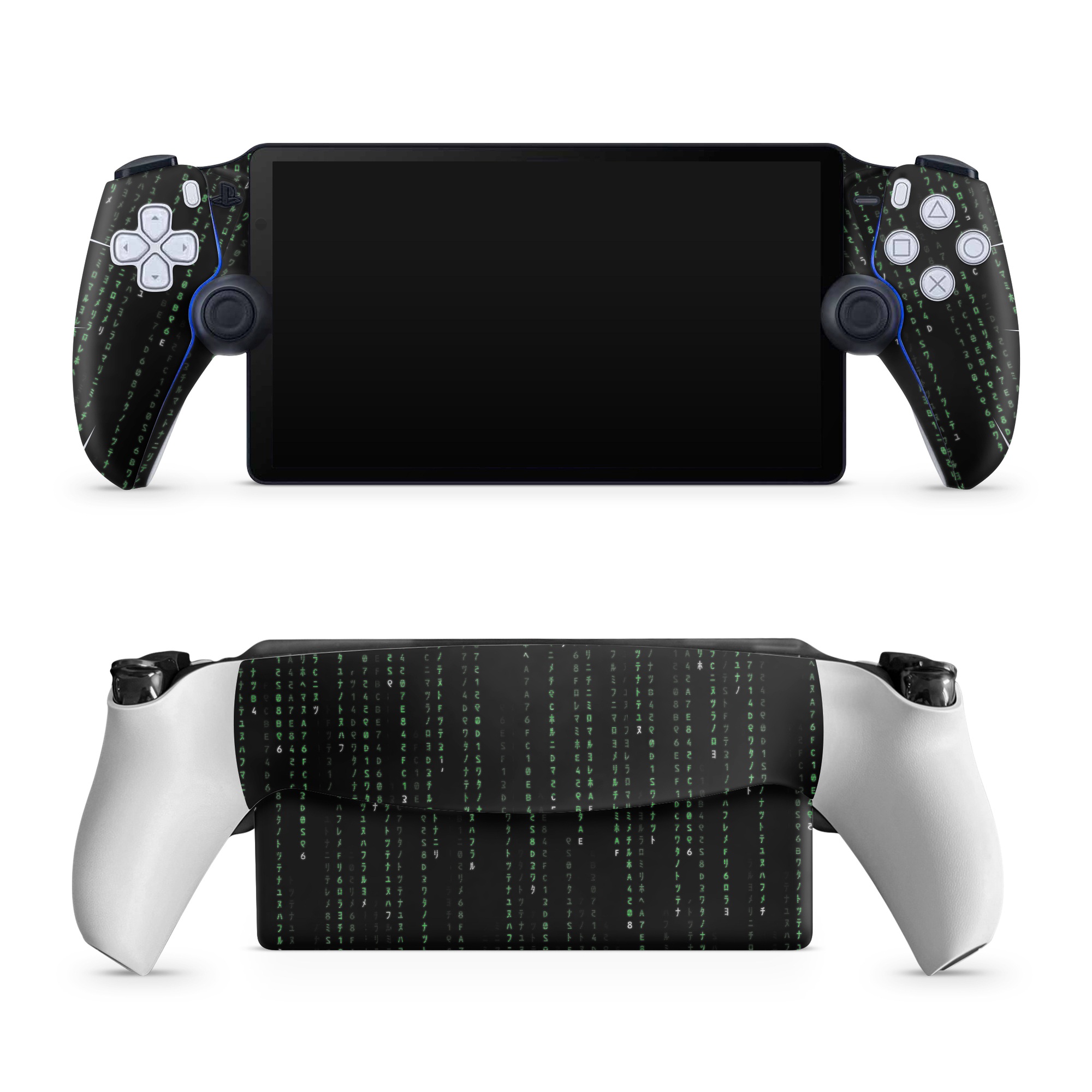PlayStation Portal Skin design of Green, Black, Pattern, Symmetry, with black colors
