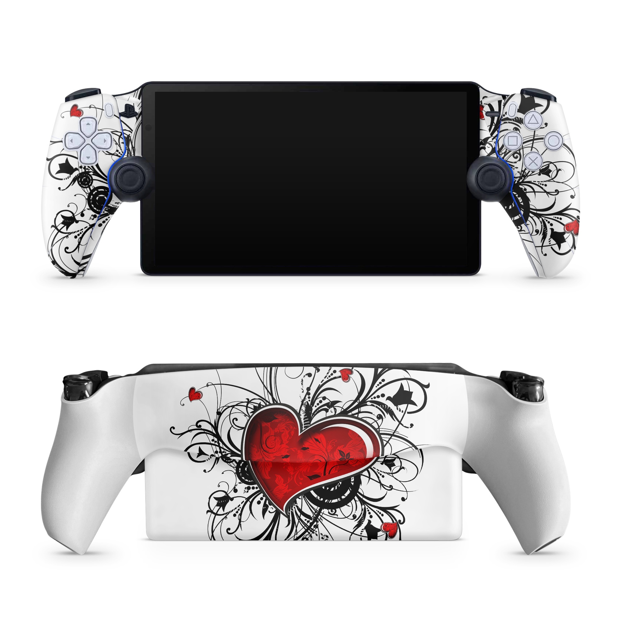 PlayStation Portal Skin design of Heart, Line art, Love, Clip art, Plant, Graphic design, Illustration, with white, gray, black, red colors