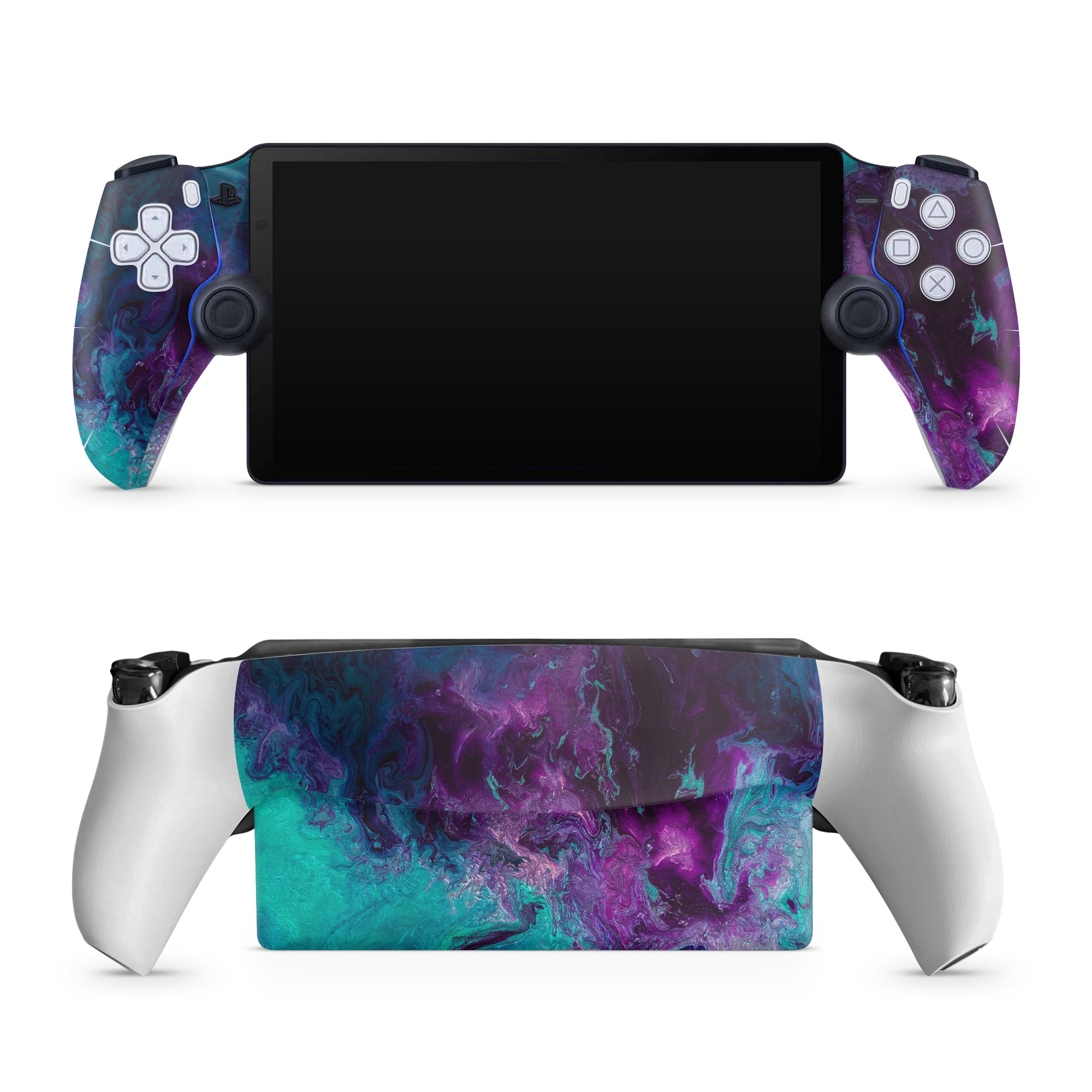 PlayStation Portal Skin design of Blue, Purple, Violet, Water, Turquoise, Aqua, Pink, Magenta, Teal, Electric blue, with blue, purple, black colors