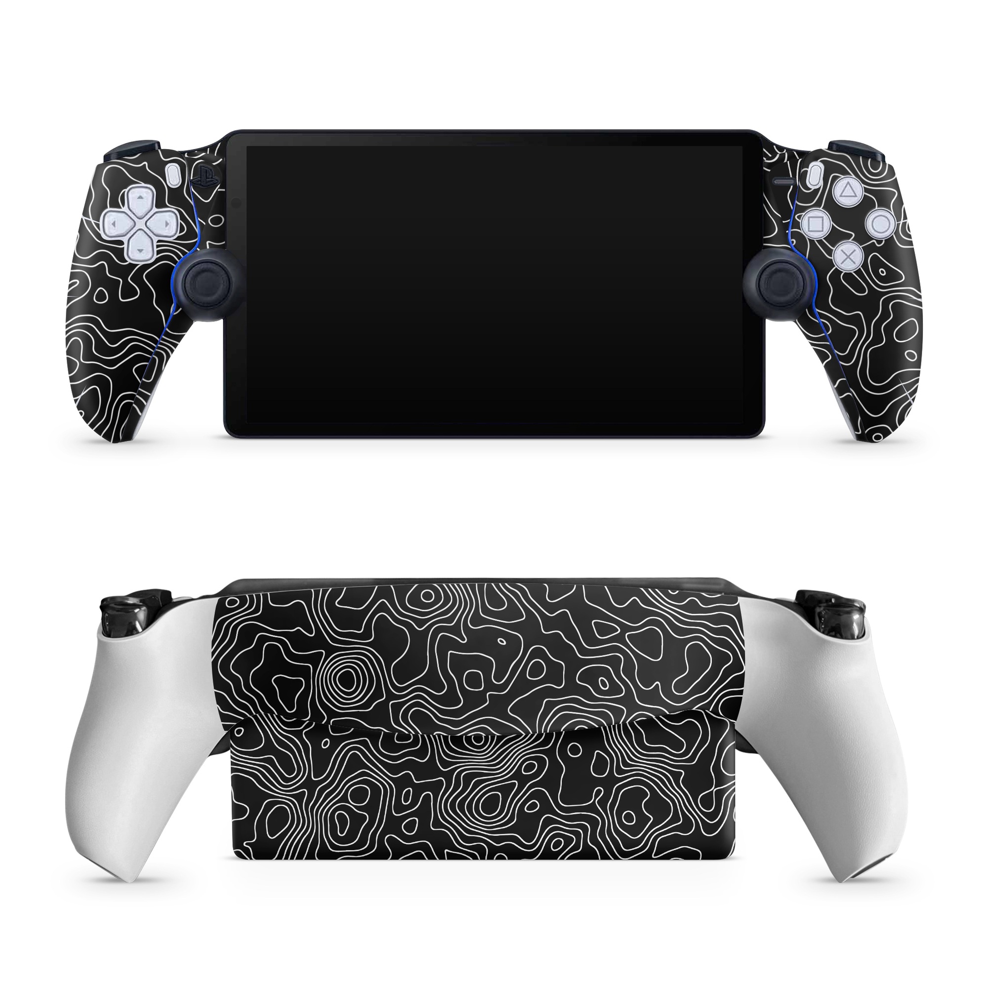 PlayStation Portal Skin design of Art, Motif, Pattern, Symmetry, Monochrome, Circle, Font, Visual arts, Illustration, Monochrome photography, with black, gray colors