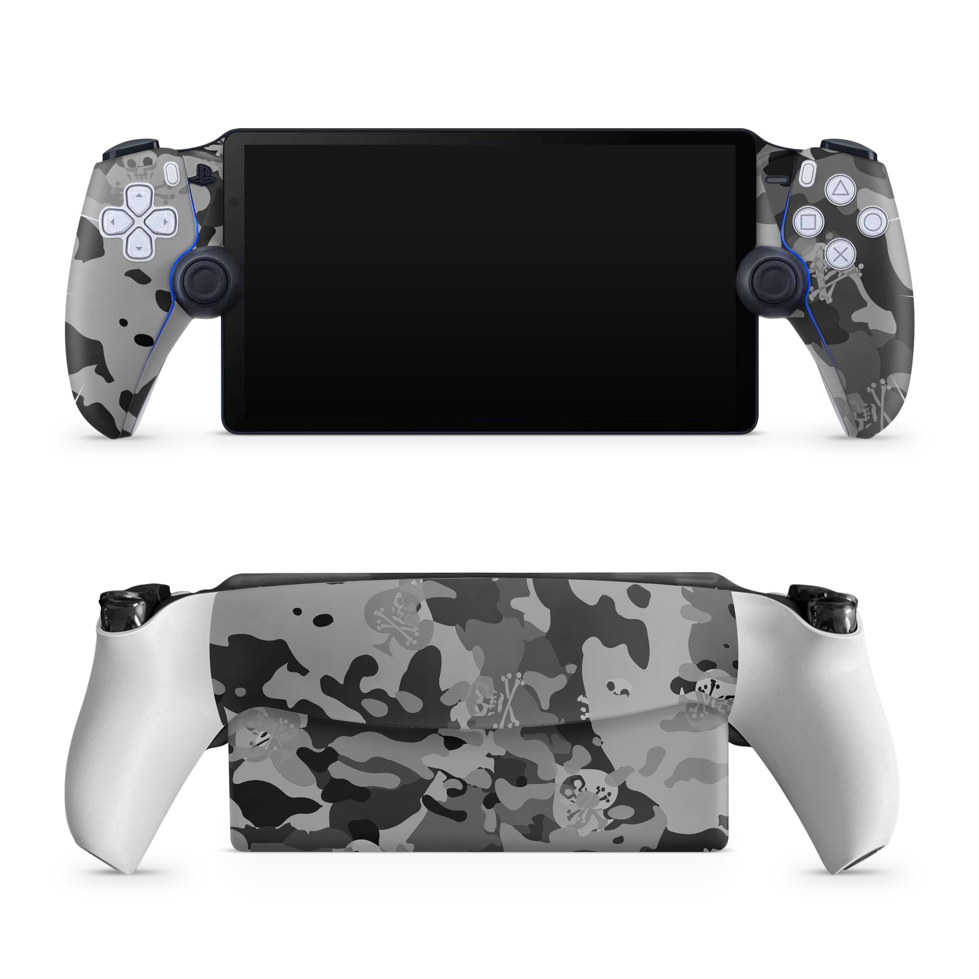 PlayStation Portal Skin design of Military camouflage, Pattern, Design, Camouflage, Illustration, Uniform, Black-and-white, Wallpaper, Art, with black, gray colors