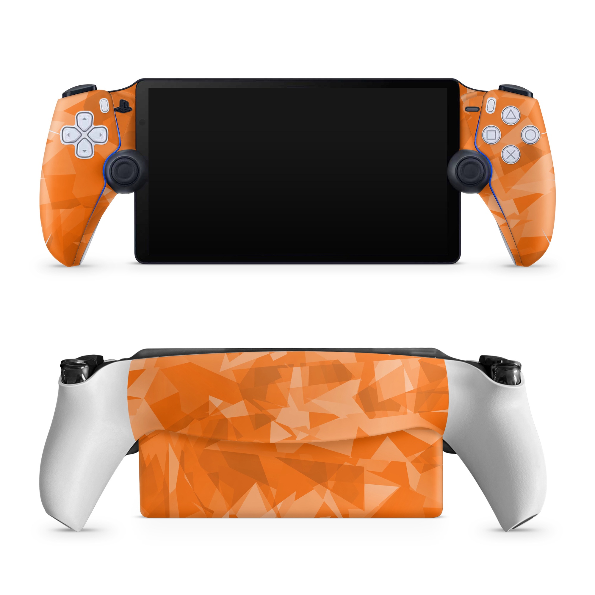 PlayStation Portal Skin design of Orange, Pattern, Peach, Line, Design, Triangle, with orange colors