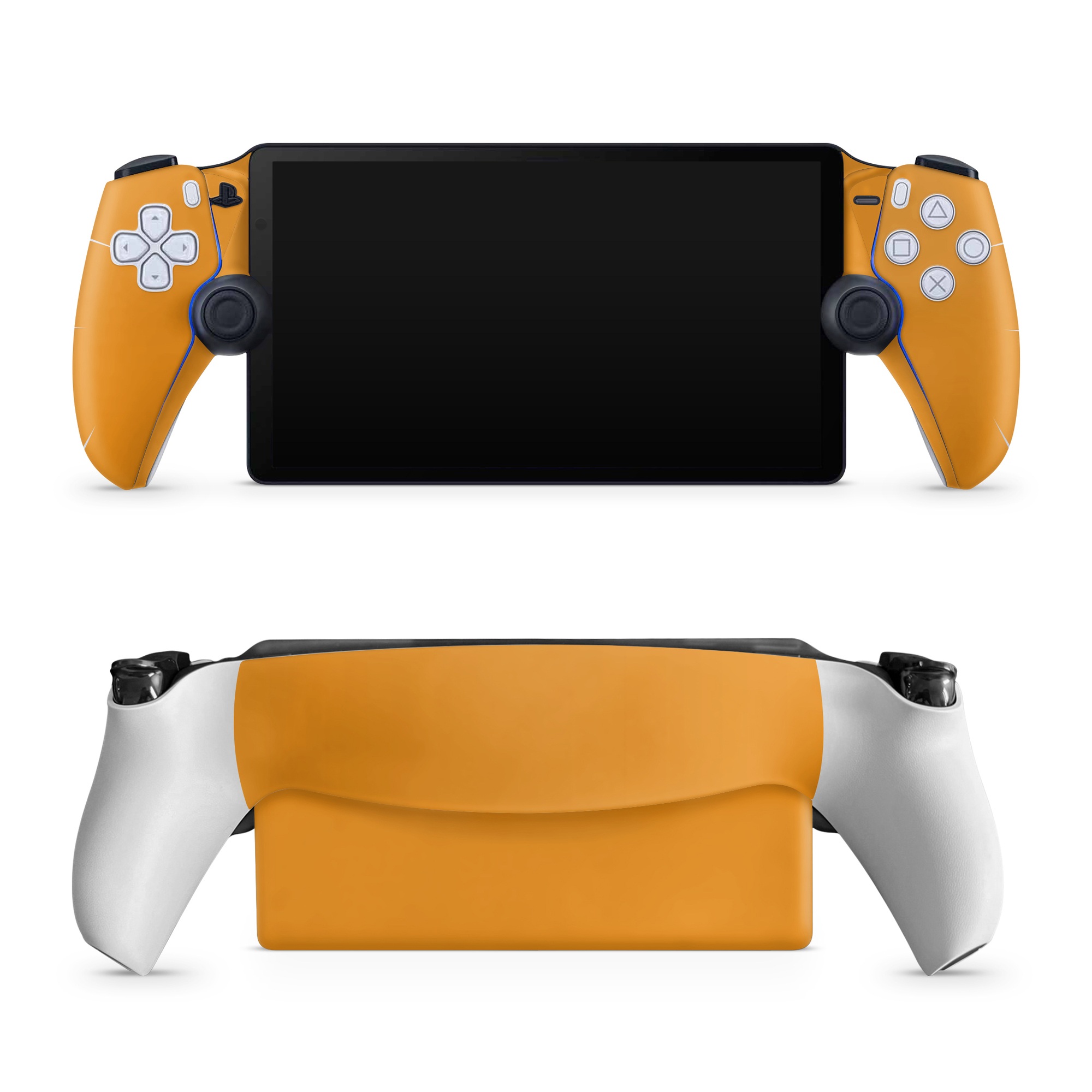 PlayStation Portal Skin design of Orange, Yellow, Brown, Text, Amber, Font, Peach, with orange colors