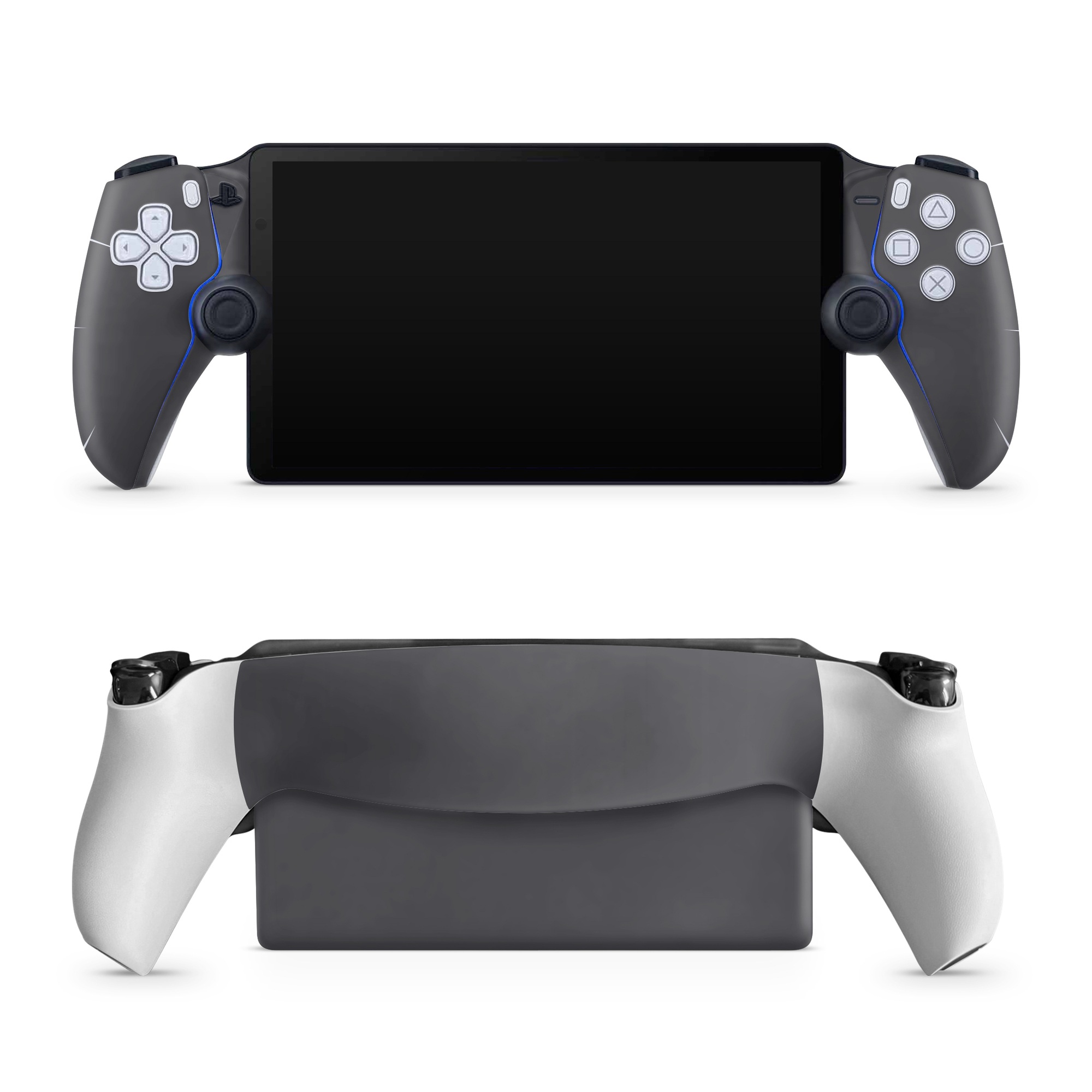 PlayStation Portal Skin design of Electric blue, Pattern, Circle, Midnight, Darkness, Font, Wood, Magenta, Monochrome photography, with gray colors
