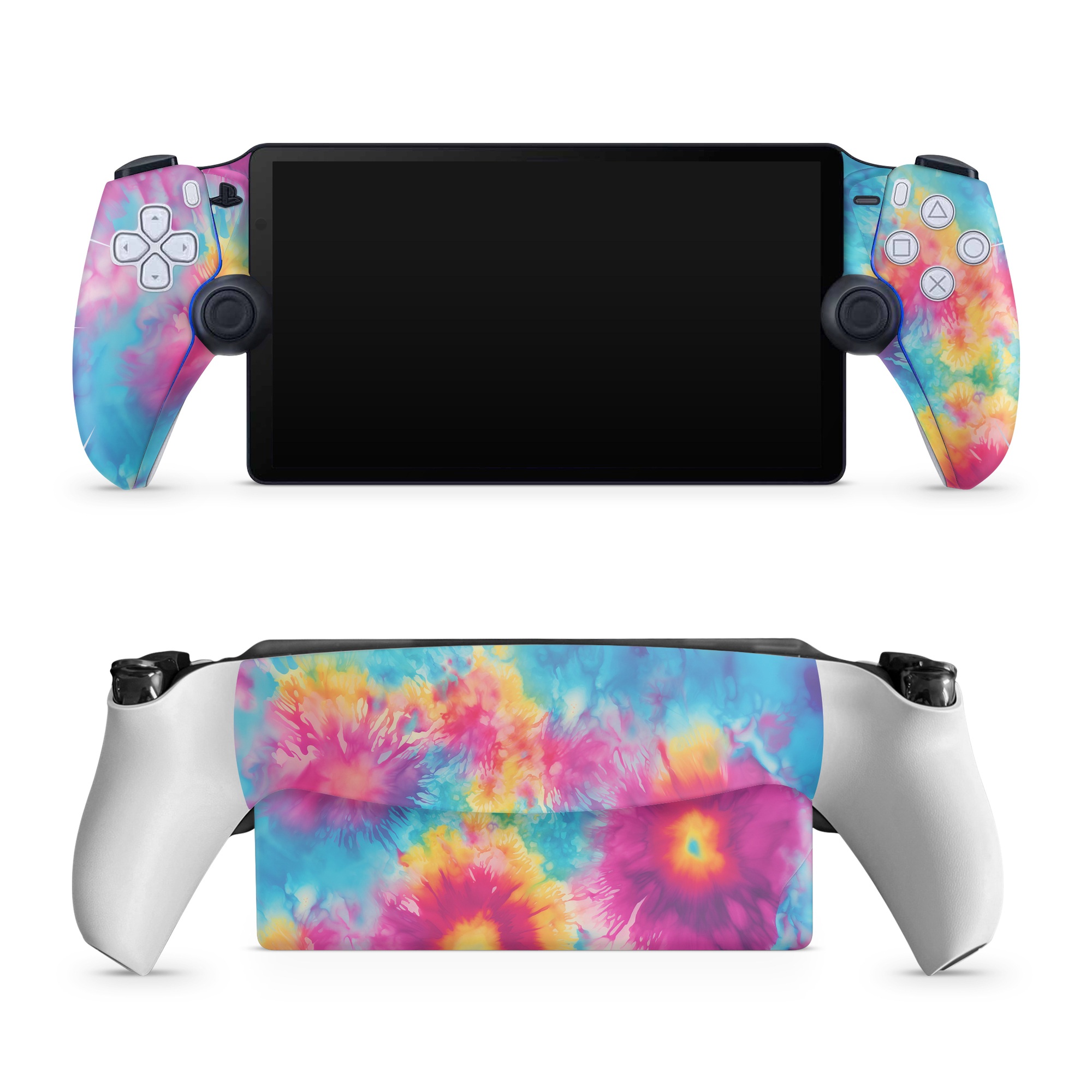 PlayStation Portal Skin design of Colorfulness, Plant, Flower, Orange, Paint, Petal, Pink, Art, Painting, Magenta, with black, gray, orange colors