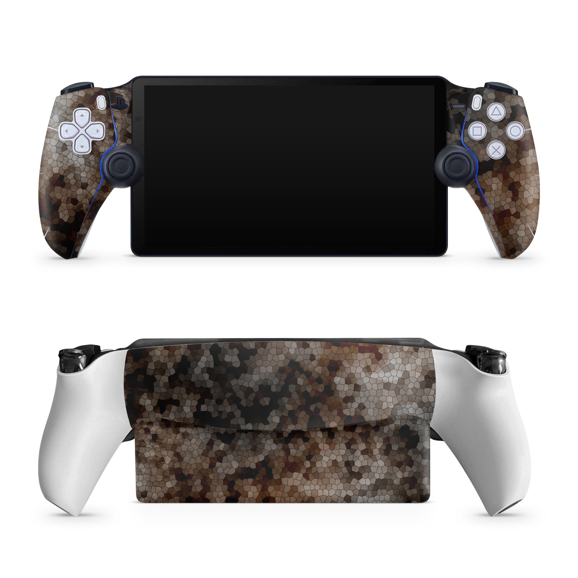 PlayStation Portal Skin design of Brown, Design, Soil, Pattern, Rock, Rust, Granite, Metal, with black, white, gray, brown colors