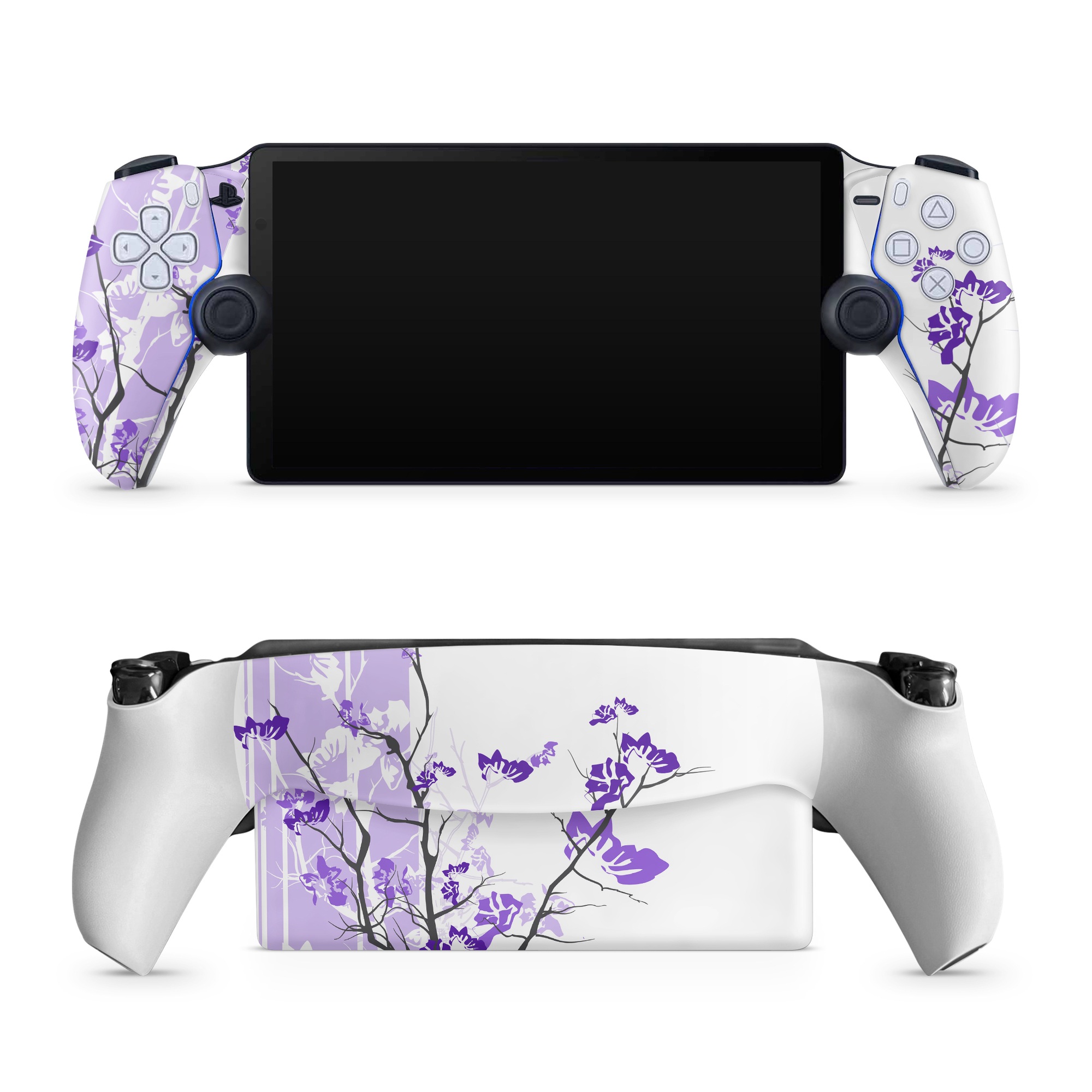 PlayStation Portal Skin design of Branch, Purple, Violet, Lilac, Lavender, Plant, Twig, Flower, Tree, Wildflower, with white, purple, gray, pink, black colors