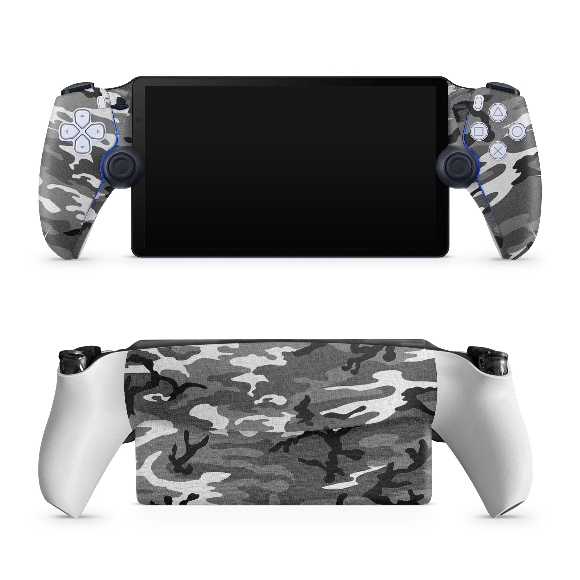 PlayStation Portal Skin design of Military camouflage, Pattern, Clothing, Camouflage, Uniform, Design, Textile, with black, gray colors