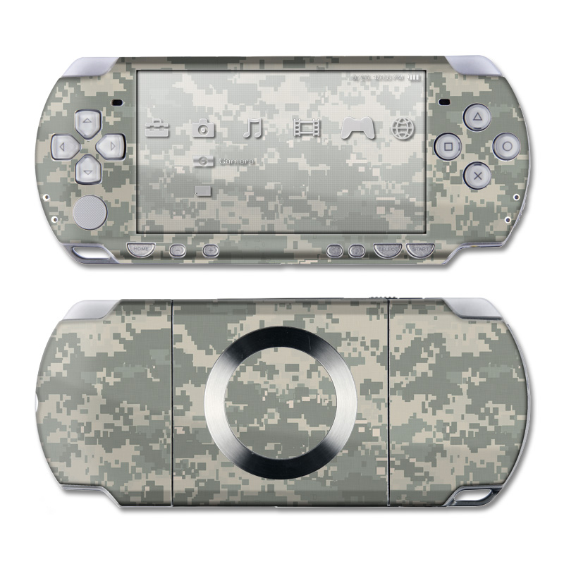PSP 2nd Gen Slim & Lite Skin design of Military camouflage, Green, Pattern, Uniform, Camouflage, Design, Wallpaper, with gray, green colors