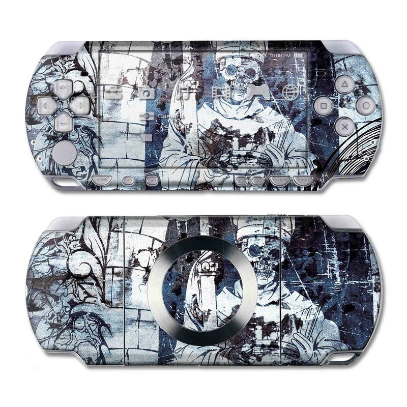 PSP 2nd Gen Slim & Lite Skin design of Illustration, Art, Monochrome, Visual arts, Drawing, Black-and-white, Graphic design, Fictional character, Fiction, Sketch, with white, black, blue, gray colors