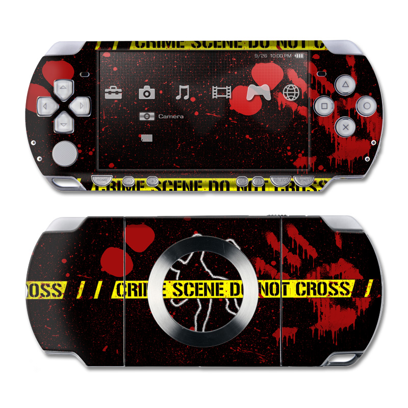 PSP 2nd Gen Slim & Lite Skin design of Red, Black, Font, Text, Logo, Graphics, Graphic design, Room, Carmine, Fictional character, with black, red, green colors
