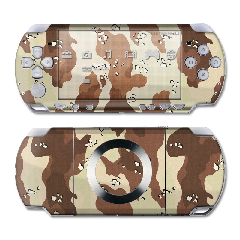 PSP 2nd Gen Slim & Lite Skin design of Military camouflage, Brown, Pattern, Design, Camouflage, Textile, Beige, Illustration, Uniform, Metal, with gray, red, black, green colors