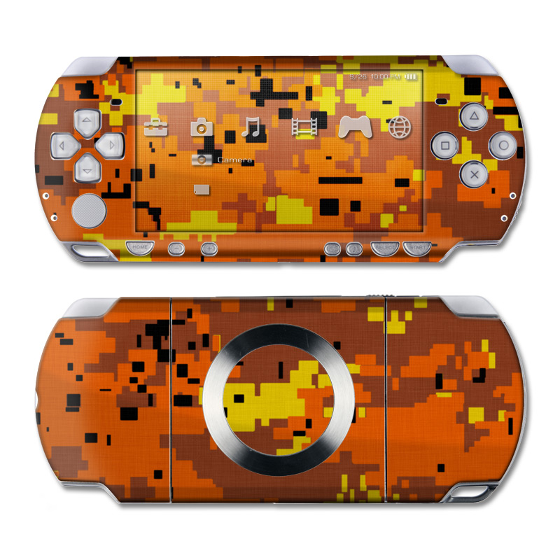 PSP 2nd Gen Slim & Lite Skin design of Orange, Yellow, Leaf, Tree, Pattern, Autumn, Plant, Deciduous, with red, green, black colors