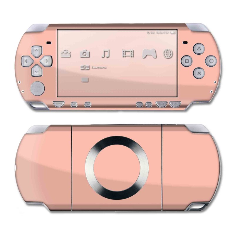 PSP 2nd Gen Slim & Lite Skin design of Orange, Pink, Peach, Brown, Red, Yellow, Material property, Font, Beige, with orange, yellow, white colors
