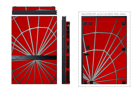 Old PS2 Skin design of Red, Symmetry, Circle, Pattern, Line, with red, black, gray colors