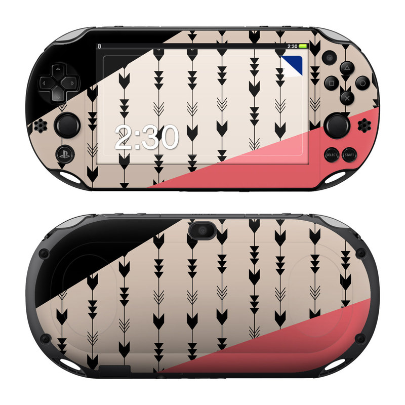 PlayStation Vita 2000 Skin design of Line, Pattern, Design, Font, Illustration, with black, gray, pink colors