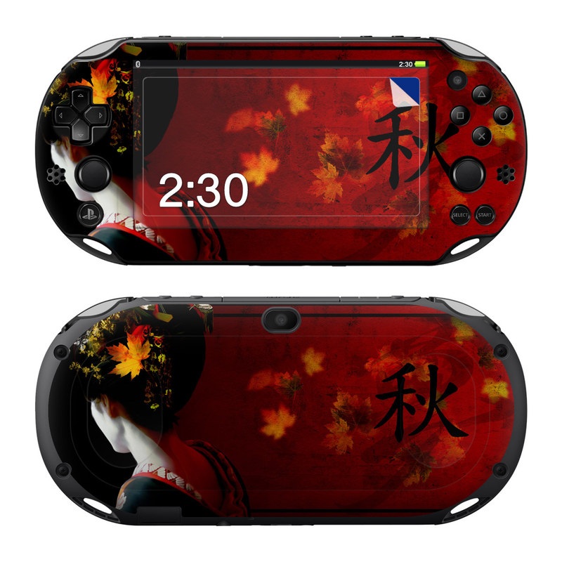 PlayStation Vita 2000 Skin design of Geisha, Red, Flower, Plant, Headgear, Photography, Peking opera, Costume, Headpiece, Art, with black, red, orange, yellow, white colors