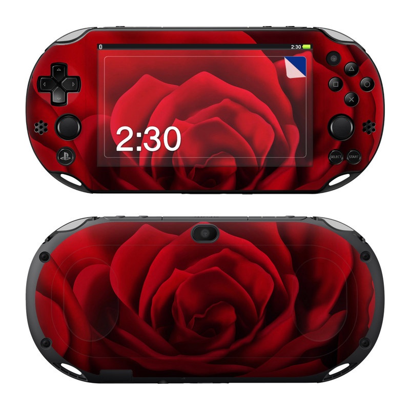 PlayStation Vita 2000 Skin design of Red, Garden roses, Rose, Petal, Flower, Nature, Floribunda, Rose family, Close-up, Plant, with black, red colors