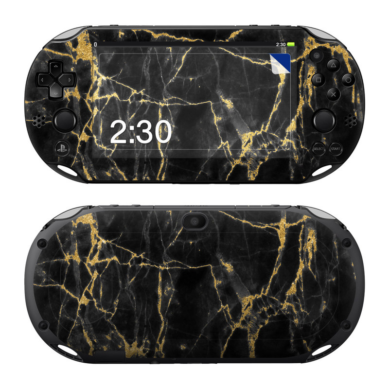 PlayStation Vita 2000 Skin design of Black, Yellow, Water, Brown, Branch, Leaf, Rock, Tree, Marble, Sky, with black, yellow colors