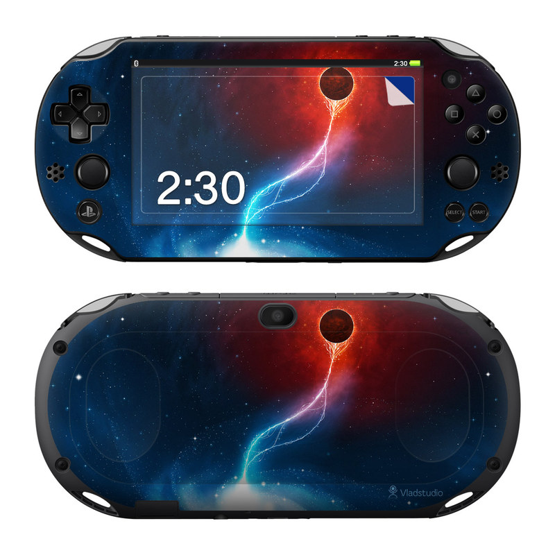 PlayStation Vita 2000 Skin design of Outer space, Atmosphere, Astronomical object, Universe, Space, Sky, Planet, Astronomy, Celestial event, Galaxy, with blue, red, black colors