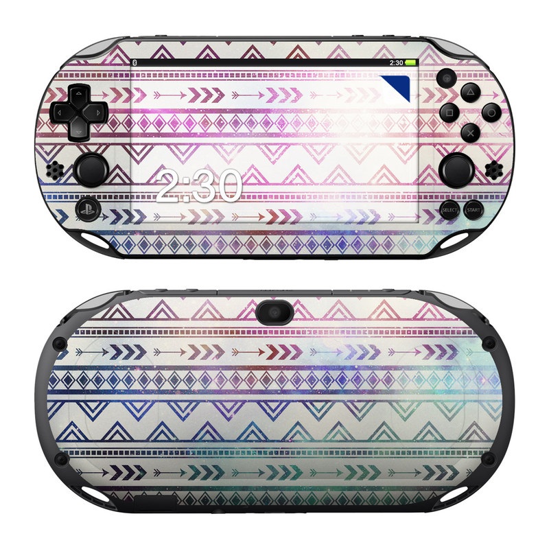 PlayStation Vita 2000 Skin design of Pattern, Line, Teal, Design, Textile, with gray, pink, yellow, blue, black, purple colors