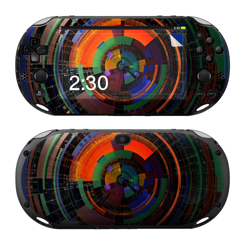 PlayStation Vita 2000 Skin design of Colorfulness, Pattern, Circle, Design, Architecture, Symmetry, Art, Spiral, Psychedelic art, with black, red, blue, green, orange, brown colors