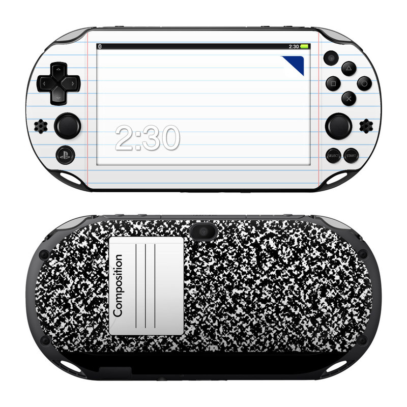 PlayStation Vita 2000 Skin design of Text, Font, Line, Pattern, Black-and-white, Illustration, with black, gray, white colors