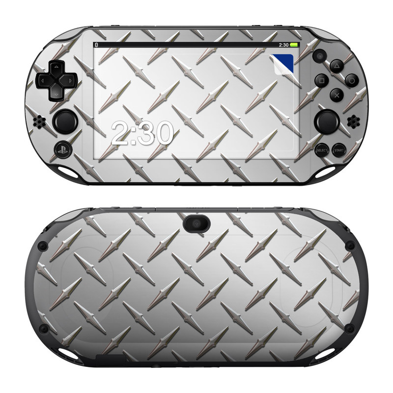 PlayStation Vita 2000 Skin design of Pattern, Metal, Line, Design, Steel, Parallel, Tile, Beige, Flooring, with gray colors