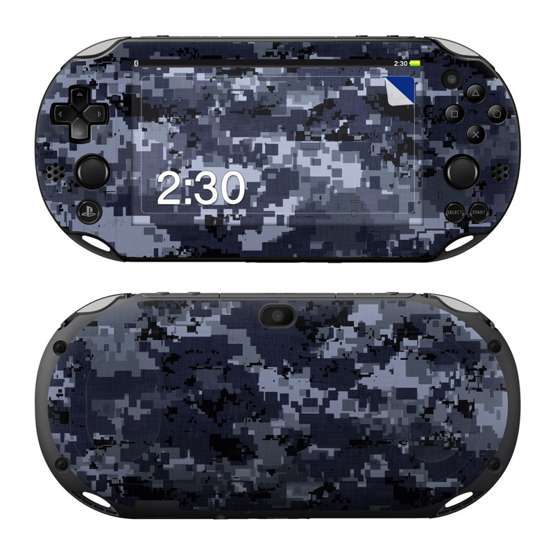 PlayStation Vita 2000 Skin design of Military camouflage, Black, Pattern, Blue, Camouflage, Design, Uniform, Textile, Black-and-white, Space, with black, gray, blue colors