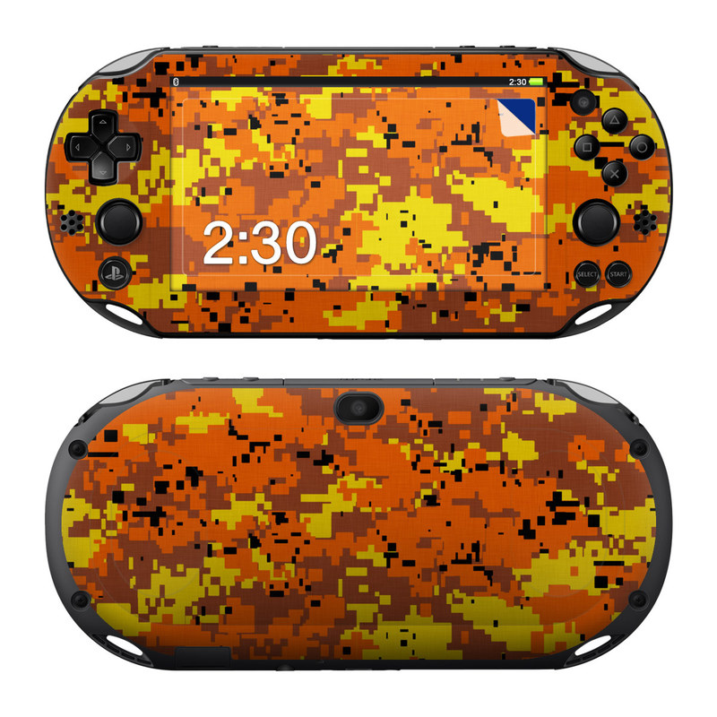 PlayStation Vita 2000 Skin design of Orange, Yellow, Leaf, Tree, Pattern, Autumn, Plant, Deciduous, with red, green, black colors