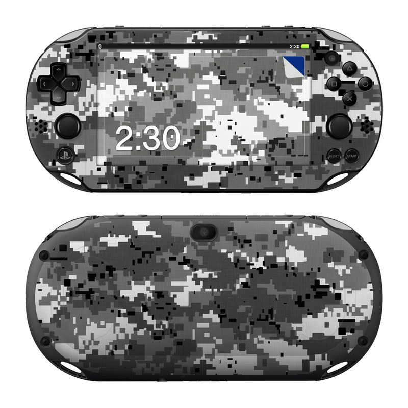 PlayStation Vita 2000 Skin design of Military camouflage, Pattern, Camouflage, Design, Uniform, Metal, Black-and-white, with black, gray colors