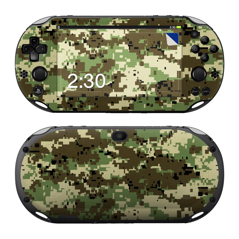 PlayStation Vita 2000 Skin design of Military camouflage, Pattern, Camouflage, Green, Uniform, Clothing, Design, Military uniform, with black, gray, green colors