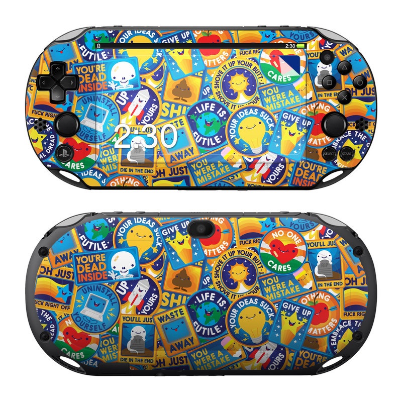 PlayStation Vita 2000 Skin design of Pattern, Visual arts, Design, Art, Mosaic, Psychedelic art, with blue, yellow, orange, white, green, red, gray colors