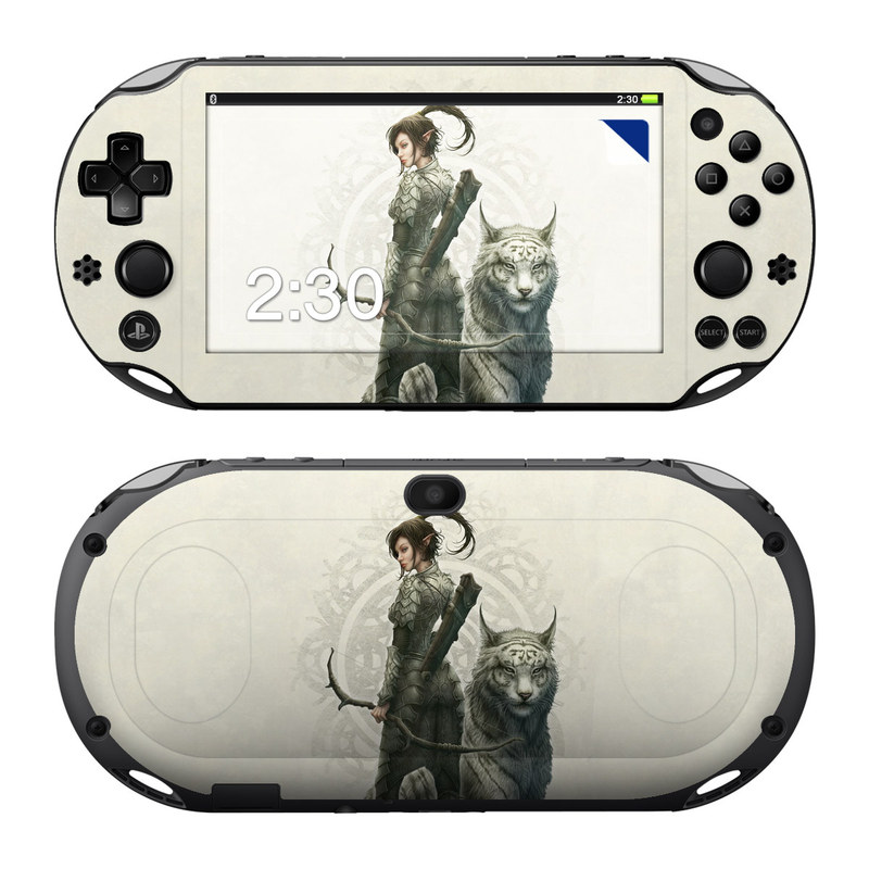 PlayStation Vita 2000 Skin design of Illustration, Fictional character, Drawing, Woman warrior, Art, Mythology, Sketch, with gray, black, pink, yellow, green colors