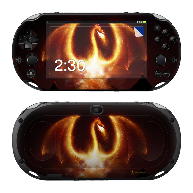 PlayStation Vita 2000 Skin design of Light, Atmosphere, Orange, Space, Heat, Sky, Darkness, Art, Geological phenomenon, Universe, with black, red, green, pink colors