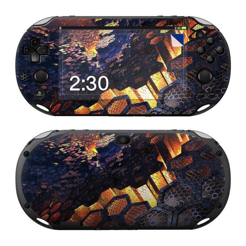 PlayStation Vita 2000 Skin design of Geological phenomenon, Sky, Water, Cobblestone, Rock, Reflection, Colorfulness, World, Art, with black, red, green colors