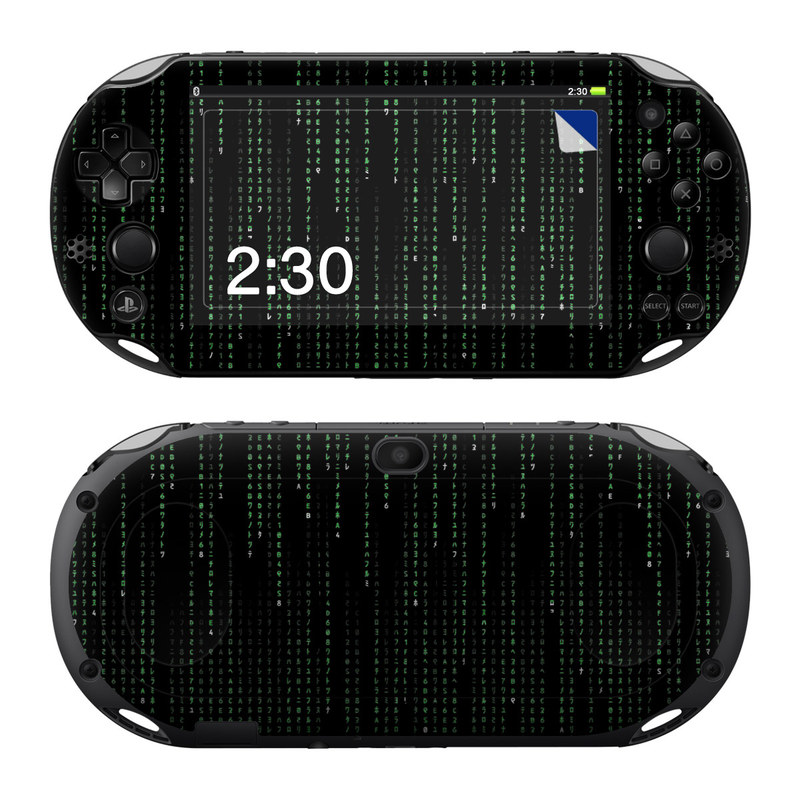 PlayStation Vita 2000 Skin design of Green, Black, Pattern, Symmetry, with black colors