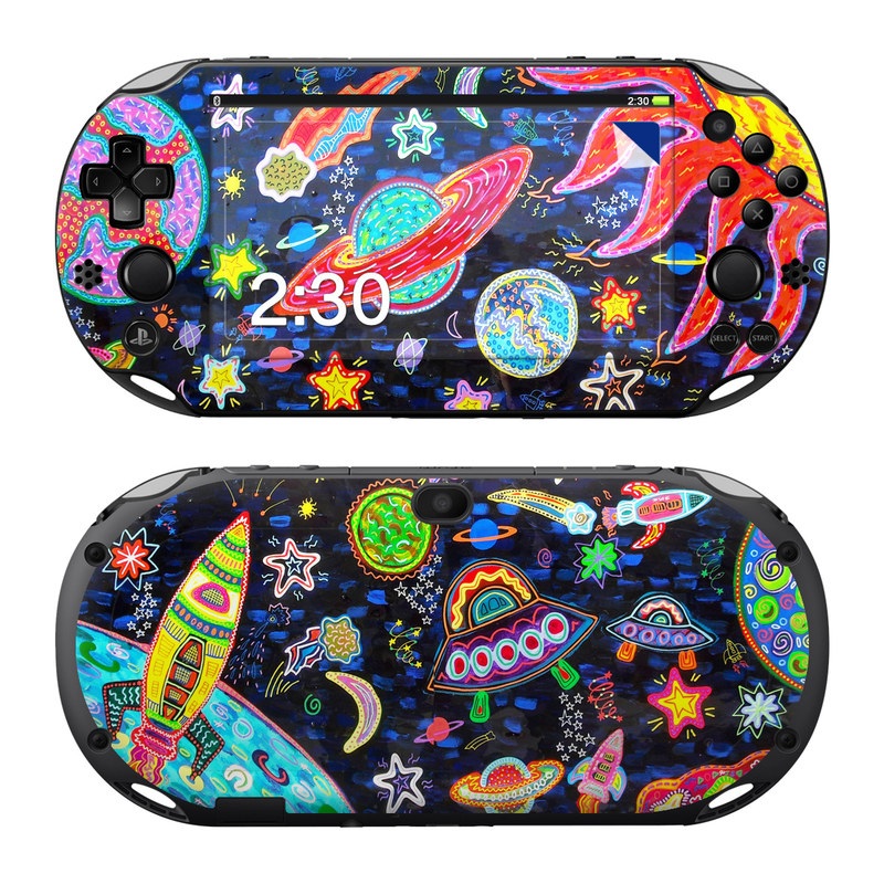 PlayStation Vita 2000 Skin design of Pattern, Psychedelic art, Visual arts, Paisley, Design, Motif, Art, Textile, with black, gray, blue, red colors