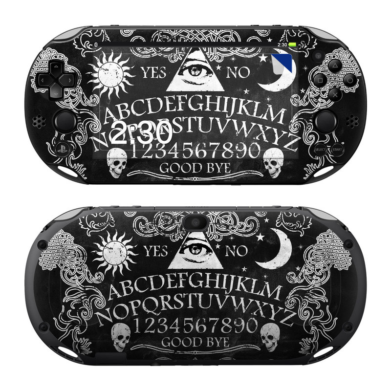 PlayStation Vita 2000 Skin design of Text, Font, Pattern, Design, Illustration, Headpiece, Tiara, Black-and-white, Calligraphy, Hair accessory, with black, white, gray colors
