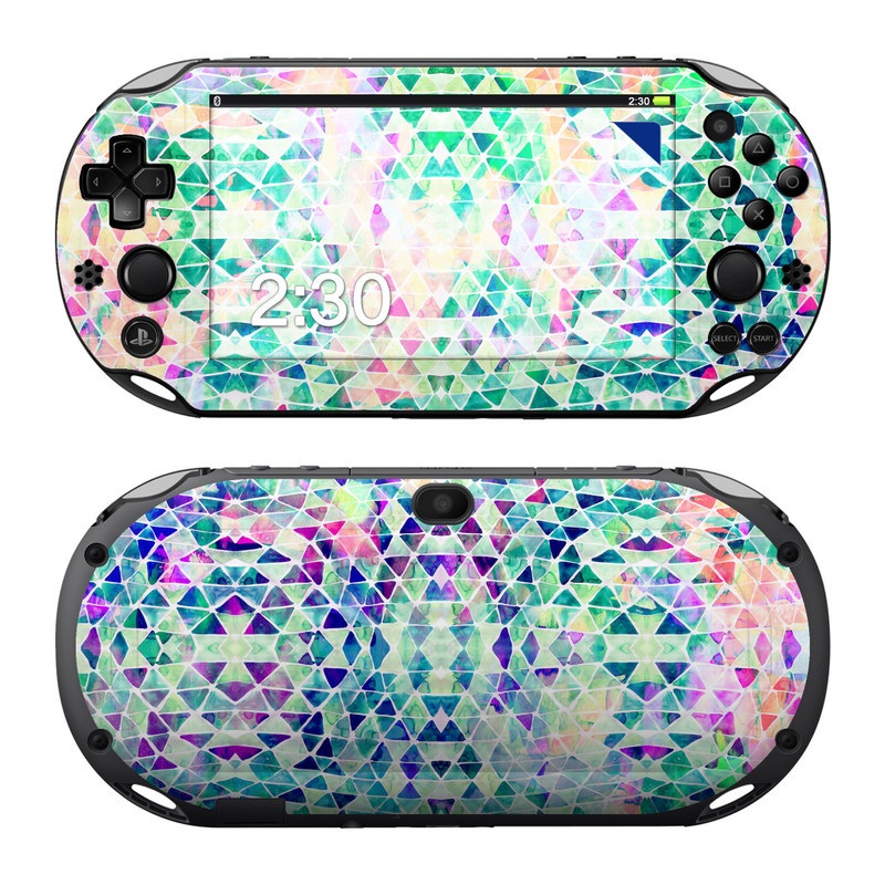 PlayStation Vita 2000 Skin design of Pattern, Aqua, Line, Teal, Purple, Turquoise, Design, with white, blue, purple, orange, green colors