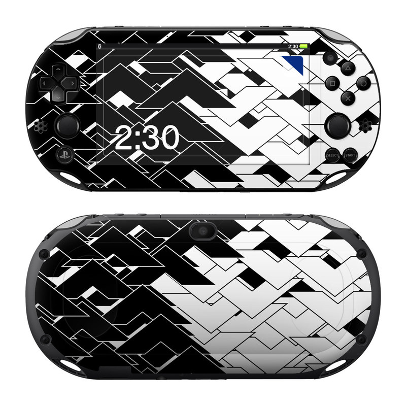 PlayStation Vita 2000 Skin design of Pattern, Black, Black-and-white, Monochrome, Monochrome photography, Line, Design, Parallel, Font, with black, white colors