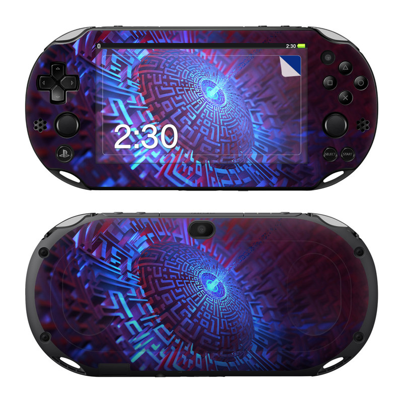 PlayStation Vita 2000 Skin design of Blue, Light, Fractal art, Electric blue, Purple, Water, Psychedelic art, Organism, Art, Spiral, with black, blue colors
