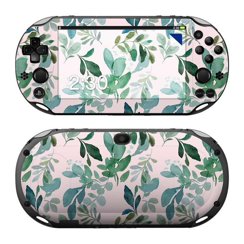 PlayStation Vita 2000 Skin design of Pattern, Green, Leaf, Design, Plant, Tree, Military camouflage, with white, green, blue colors