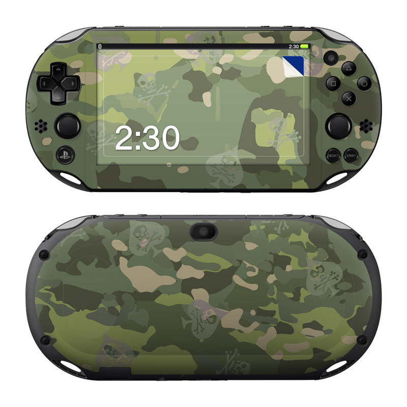 PlayStation Vita 2000 Skin design of Military camouflage, Pattern, Camouflage, Uniform, Clothing, Green, Design, Leaf, Plant, Illustration, with green, brown colors